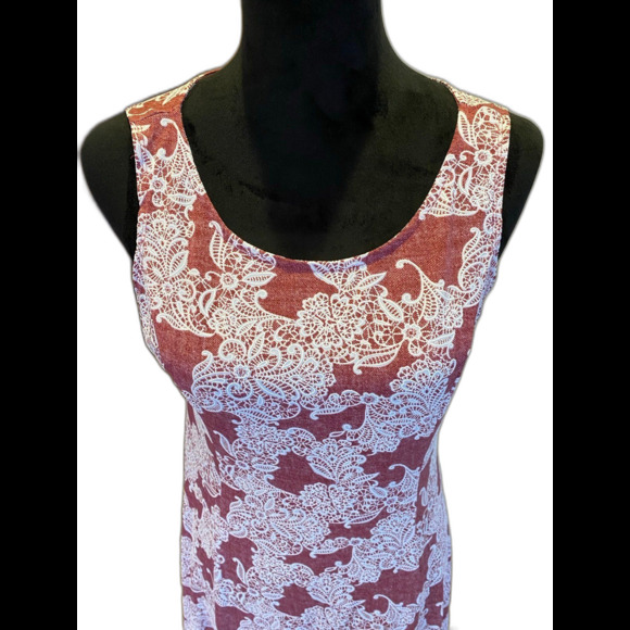 Perceptions Womans Size Petite Medium Fit & Flare Red /Cream Dress Summer Cruise - Picture 2 of 10